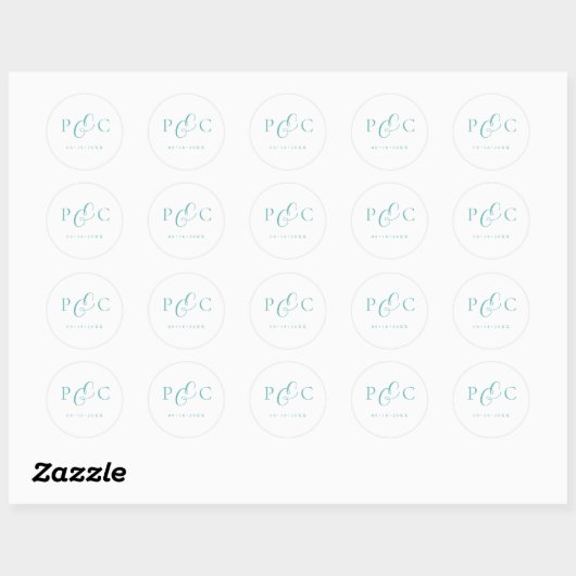 Rond Gift Box Blue Wedding Calligraphy Envelope Sticker (Feuille)