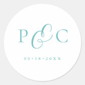 Rond Gift Box Blue Wedding Calligraphy Envelope Sticker (Devant)