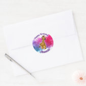 Rond Giraffe joyeux Sticker d'anniversaire (Enveloppe)