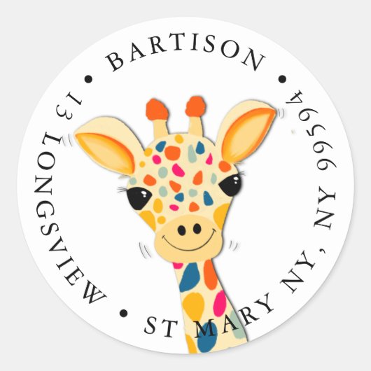 Rond Giraffe Société Sticker Classic Round (Devant)