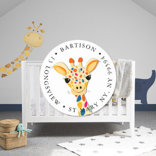Rond Giraffe Société Sticker Classic Round