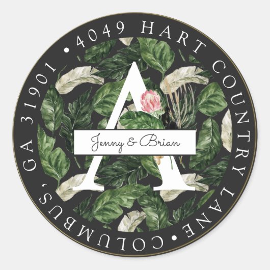 Rond Glamour été verdure retour Adresse Sticker (Devant)