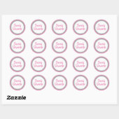 Rond Glittery Dark Rose et Silver Nom Favoriser Sticker (Feuille)