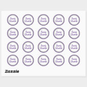 Rond Glittery Purple et Silver Nom Favoriser Sticker (Feuille)