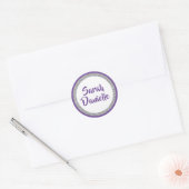 Rond Glittery Purple et Silver Nom Favoriser Sticker (Enveloppe)