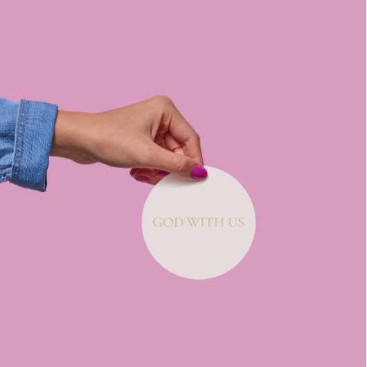 Rond GOD WITH US Cream Christmas Sticker #2