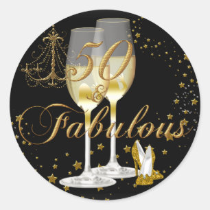 Rond Gold Black Sparkle 50 & Fabuleux Sticker Anniversa