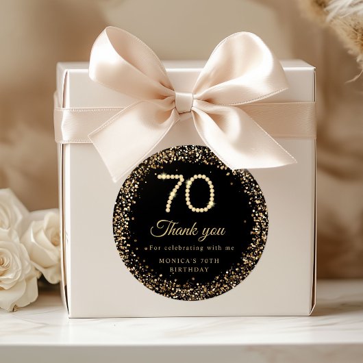 Rond Gold Diamonds 70th Birthday Thank you Sticker