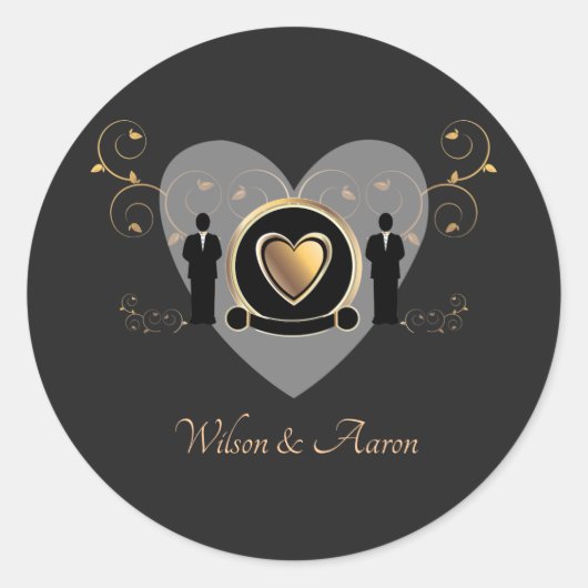Rond Gold Heart Homme Mariage | Sticker (Devant)