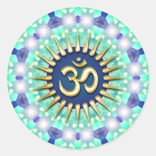 Rond Gold Om Green Bleu Mandala méditation Sticker Yoga