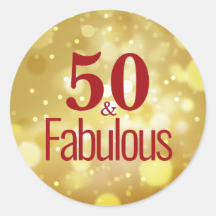 Rond Gold Red 50 & Fabuleux Sticker d'anniversaire