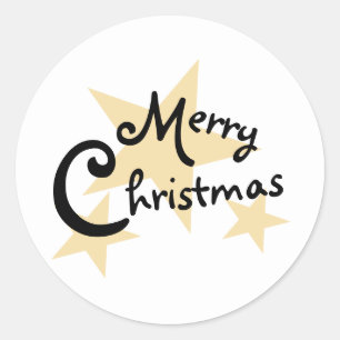 Rond Gold Star Joyeux Noël sur Sticker blanc