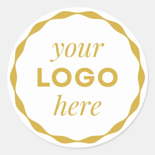 Rond Gold White Custom Logo Scalloped Circle Sticker (Devant)