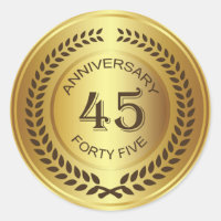 Golden 45th Anniversary with laurel wreath Sticker