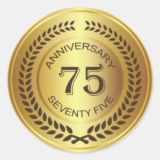 Rond Golden 75th Anniversary with laurel wreath Sticker (Devant)