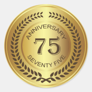 Rond Golden 75th Anniversary with laurel wreath Sticker