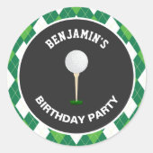 Rond Golf Anniversaire Fête Favoriser Sticker (Devant)
