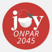 Rond Golf Christmas Holiday Joy Sticker Modern Red (Devant)