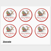 Rond Goofy whimsical reindeer sticker funny deer print (Feuille)