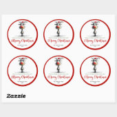 Rond Goofy whimsical reindeer sticker red green charm (Feuille)