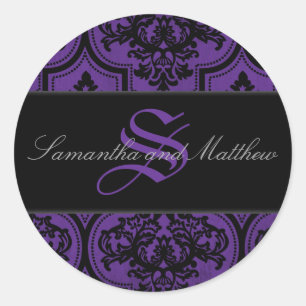 Rond Goth Damask Grunge Monogram Sticker