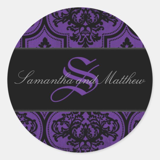 Rond Goth Damask Grunge Monogram Sticker (Devant)