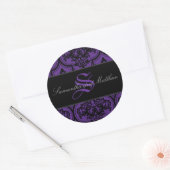 Rond Goth Damask Grunge Monogram Sticker (Enveloppe)