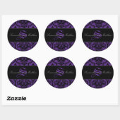 Rond Goth Damask Grunge Monogram Sticker (Feuille)