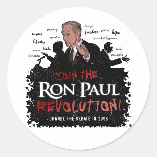 Rond Grand Sticker Ron Paul Revolution (Devant)