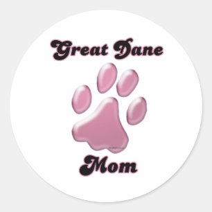 Rond Great Dane Mom Pawprint rose - Sticker
