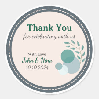 Rond Green & Beige Anniversary Thank You Sticker