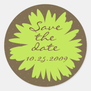 Rond Green Gerbera sur Brown Enregistrer le sticker de