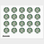 Rond Green Snowman Snowflakes Holiday Sticker (Feuille)