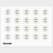 Rond Greenery watercolor floral Classic Round Sticker (Feuille)