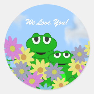 Rond Grenouille et fleurs : Sticker de message