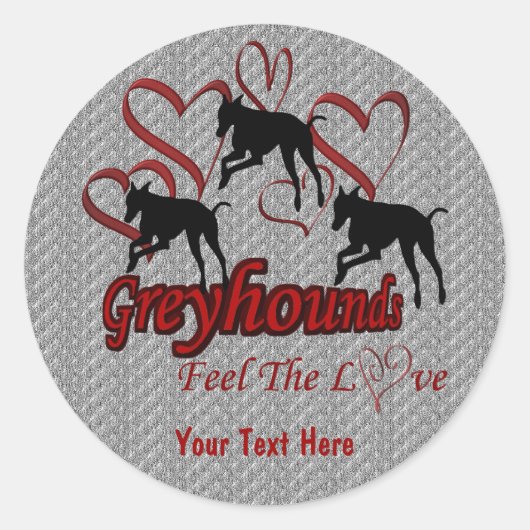 Rond Greyhounds Et Coeurs Aimer Sticker Chien (Devant)