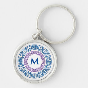 Rond Grieks Zeer belangrijk Aangepast Monogram Sleutelhanger