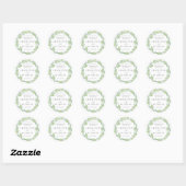 Rond Grille verte et blanche merci Sticker mariage (Feuille)