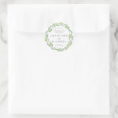 Rond Grille verte et blanche merci Sticker mariage (Sac)