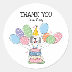 Rond Gris et blanc Sheepadoodle Favoriser Tags Sticker