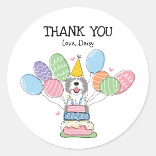 Rond Gris et blanc Sheepadoodle Favoriser Tags Sticker