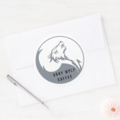 Rond Gris Wolf Café Grand Sticker (Enveloppe)