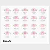 Rond Grosse Aquarelle Rose Peony Floral | Sticker (Feuille)