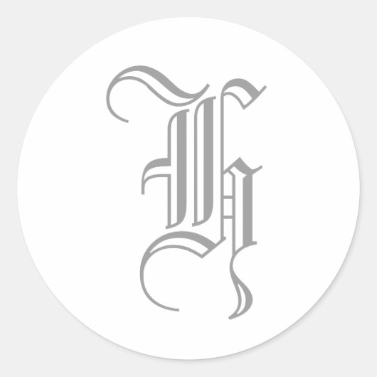 Rond H Lettre Monogram Sticker Grey Old English (Devant)