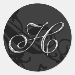 Rond H Monogramme Mariage Enveloppe Sticker