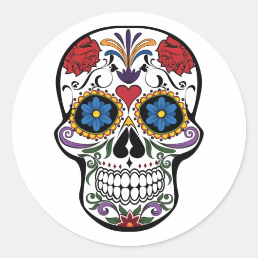 Rond Halloween Skull Classic Round Sticker (Devant)