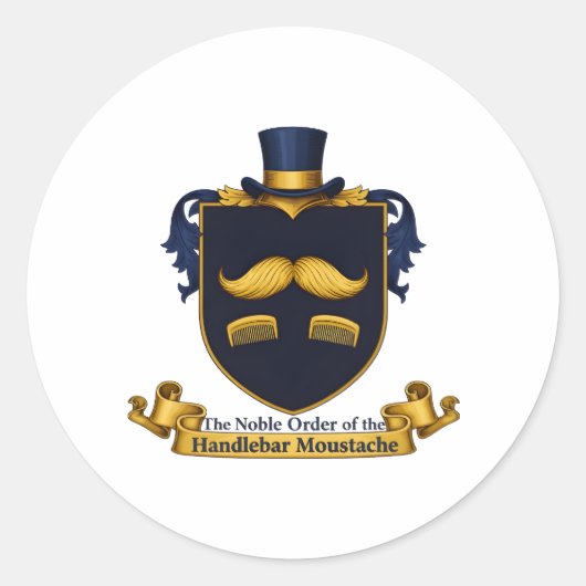 Rond Handlebar Moustache Gentleman's Round Sticker (Devant)