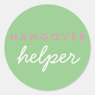 Rond Hangover Helper Wedding Favoriser Sticker Sage ros