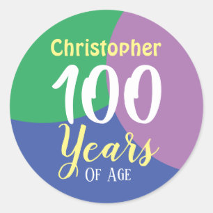 Rond Happy 100th Birthday Classic Round Sticker
