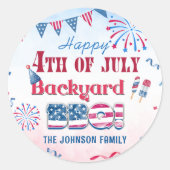 Rond Happy 4 juillet Fireworks BBBQ Party Sticker (Devant)